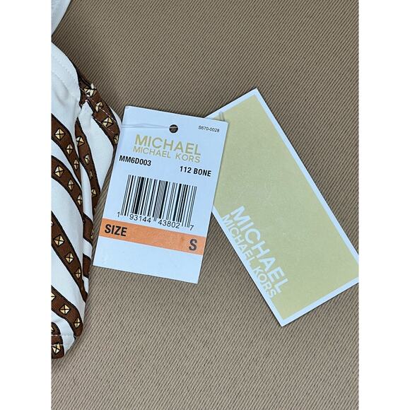 Michael Kors Bone Logo Ring U-neck Bralette Bikini Top S NWT - Picture 4 of 5